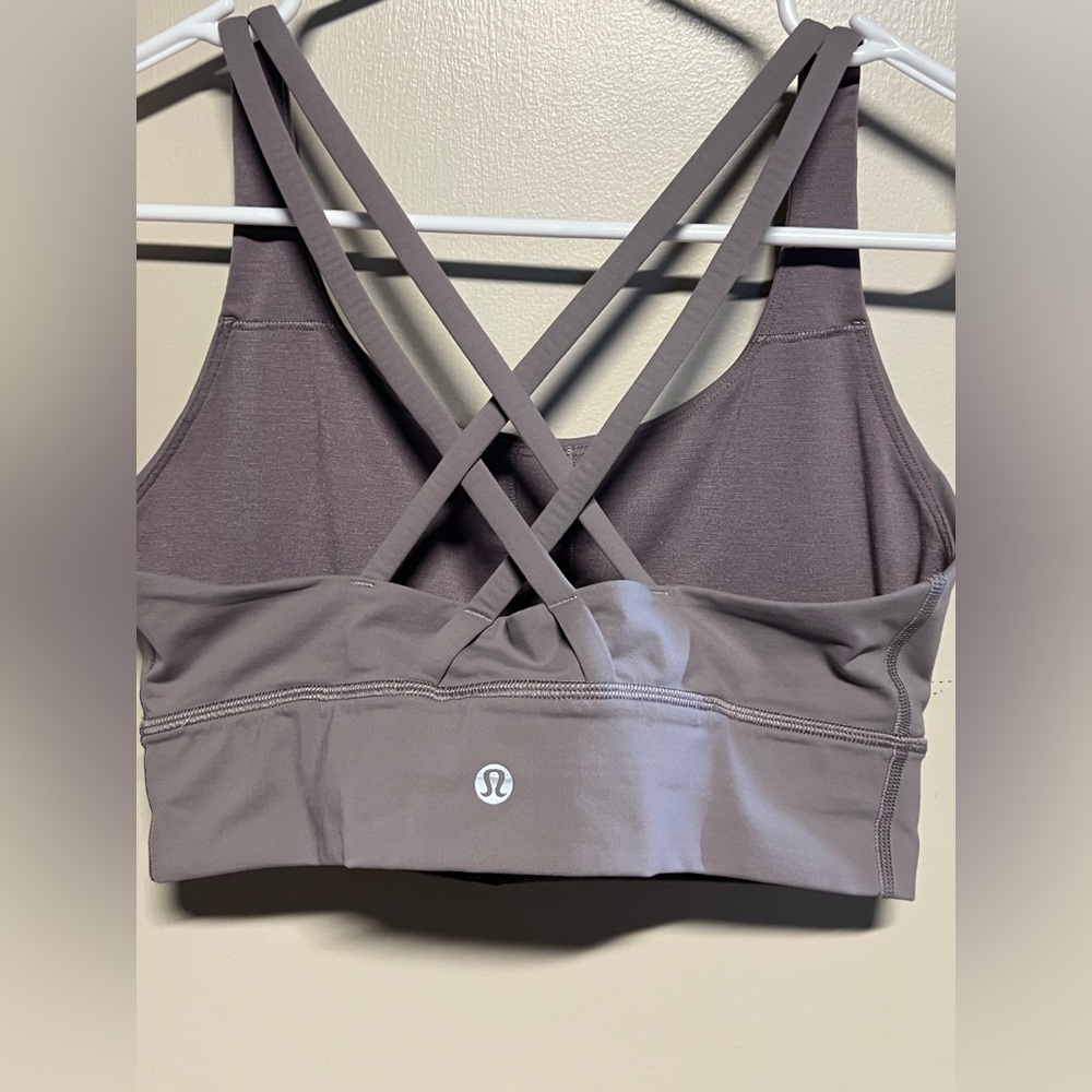 Lululemon longline Energy Purple Sports Bra with Strappy Crisscross Back, size 8 - Picture 3 of 5